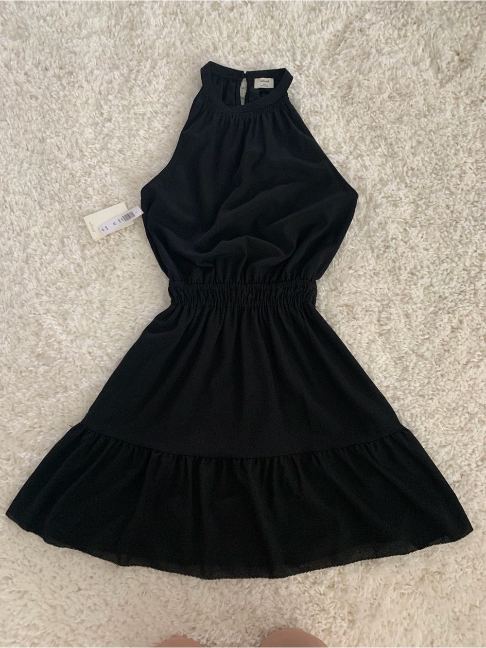 Aritzia Wilfred Black Halter Dress with Elastic Waist